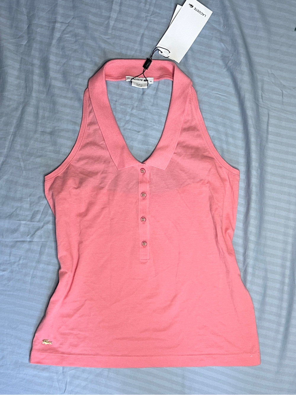 Lacoste Coral Pink Sleeveless Polo Tank